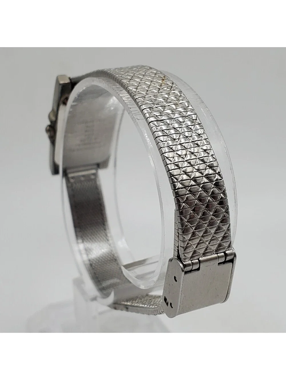 Pembrooke Quartz Watch Womens 16mm Rectangle Silver Tone Adjustable New Battery